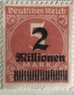 German Empire Weimar Republic 1923 Overprinted Stamp 2 Millionen on 200 Mark 1C4