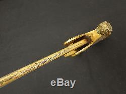 German Saxon WWI Lion Head Officers Sword WithS Gold Blade Rare Original NO RESERV