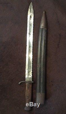 German WW1 Sawback Butcher Bayonet With Scabbard M1898-05- Erfurt