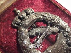 German WWI air force bavarian pilot medal antique badge rare in case Poellath