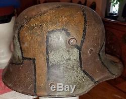 German m16 vintage camo helmet shell stahlheim army world war 1 WW1 uniform