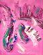 HAPPY PINK JAZZ Pop Art Painting Original Oil Canvas Gallery E3WW4T