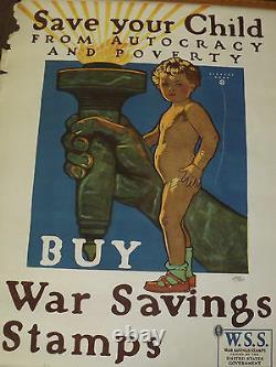 Huge Wwi World War 1 Save Your Child Buy War Savings Stamps Herbert Paus Poster