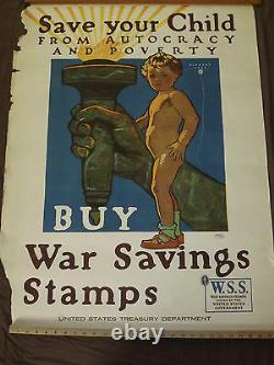 Huge Wwi World War 1 Save Your Child Buy War Savings Stamps Herbert Paus Poster