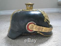Imperial German WW1 Prussian Infantry Pickelhaube Spike Helmet With Parade Plume