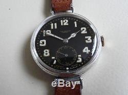 J W Benson Longines WW1 silver Trench Watch With Hinged Lugs. Best Example