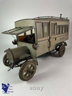 Jouet Ancien Francais Mecanique Bois Tole Camion Militaire Ww1 50cm Vers 1915