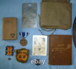 LOT of WWI U. S. ARMY DOUGHBOY MILITARIA, SEE LIST, HELMET, MEDALS, MEDALS, PINS+