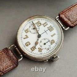 Lemania ris WW1 trench chronograph pilot watch aviation monopusher wristwatch
