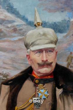 Life Size Antique 1916 WWI, Kaiser Wilhelm II, German Emperor Oil Painting, NR