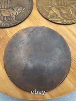 Lot 3 WWI British Bronze Memorial Plaques Death Penny Named J Wills A Golding F
