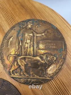 Lot 3 WWI British Bronze Memorial Plaques Death Penny Named J Wills A Golding F