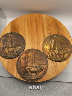 Lot 3 WWI British Bronze Memorial Plaques Death Penny Named J Wills A Golding F
