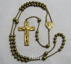 Lot Of 2 Antique Military Rosaries Ww1 Tiny Brass Pull Chain Pocket Rosary