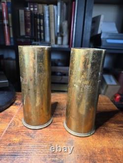 Lot Of 2 Brass Vases Trench Work Furry Souvenir 1904