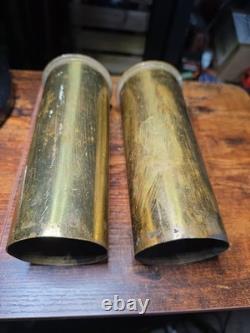 Lot Of 2 Brass Vases Trench Work Furry Souvenir 1904 Lot Of 2 Brass Vases Trench Work Furry Souvenir 1904