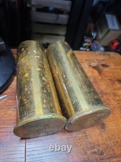 Lot Of 2 Brass Vases Trench Work Furry Souvenir 1904