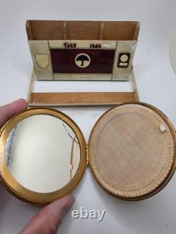 Lot Of 2 WWI/WWII British Trench Art Items, Cigarette Case And Compact Mirror