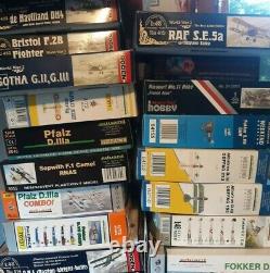 Lot of 135 Mixed Airplane Model Kits Biplanes WW1 Revell Roden Eduard ++