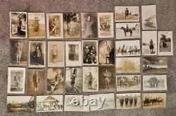 Lot of 34 1910s WWI Era Antique Real Photo Postcards RPPCs US Military