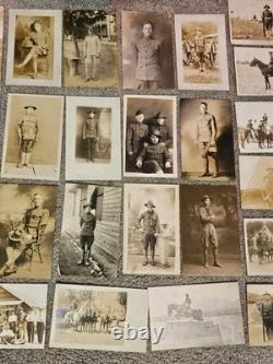 Lot of 34 1910s WWI Era Antique Real Photo Postcards RPPCs US Military