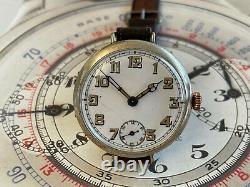 Lovely Large General Watch Company Helvettia Silver WW1 Trench Watch