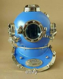Marine Blue Scuba Boston Divers Diving Helmet US Navy Mark V Deep Sea Maritime