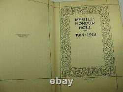 McGILL University WW1 HONOUR ROLL 1914 1918 Original 1926 Hard Cover Book RARE