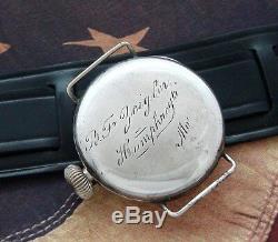Men's 1918 WWI Illinois Trench Watch with Integrated Shrapnel Guard SERVICED