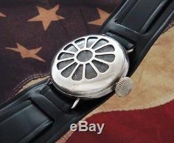 Men's 1918 WWI Illinois Trench Watch with Integrated Shrapnel Guard SERVICED