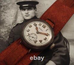 Men's Rare World War I Era Oversized Sterling Waltham Trench Watch SERVICED