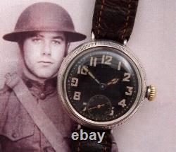 Men's Rare and Desirable WWI Era Oversized Trench Watch withBlack Dial SERVICED