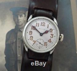 Men's WWI Era American Waltham Watch Co. Oversized Trench Watch SERVICED