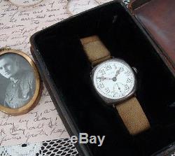 Men's WWI Sterling Patria Wire Lug Trench Watch withOriginal Strap SERVICED