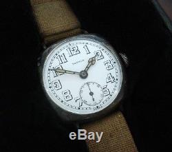Men's WWI Sterling Patria Wire Lug Trench Watch withOriginal Strap SERVICED