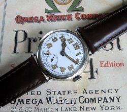 Mens 1910s WWI Omega PATRIA Original Hinged Case Wire Lug Antique Trench Watch