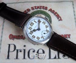 Mens 1910s WWI Omega PATRIA Original Hinged Case Wire Lug Antique Trench Watch