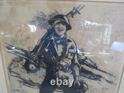 Military -1920 WWI Soldier War Poster Original 19x 23
