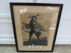 Military -1920 WWI Soldier War Poster Original 19x 23