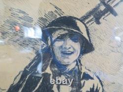 Military -1920 WWI Soldier War Poster Original 19x 23