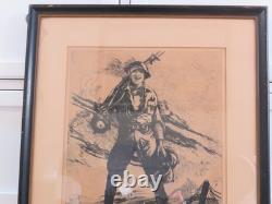 Military -1920 WWI Soldier War Poster Original 19x 23