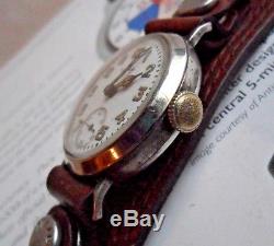 Military WWI Sterling Silver Vintage Men's Waltham Trench 15J Watch with Ordnance