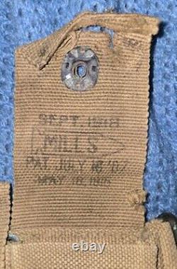 Mills WWI US Army M1910 10 Cartridge AMMO BELT 1916 Co A 1st Mp Battalion Mst