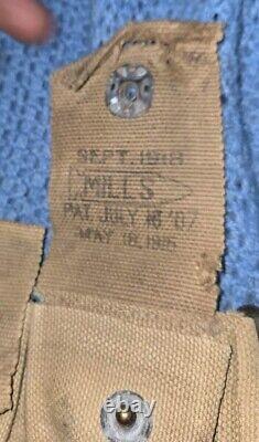 Mills WWI US Army M1910 10 Cartridge AMMO BELT 1916 Co A 1st Mp Battalion Mst