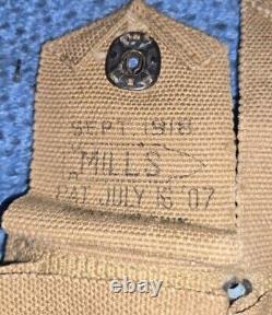 Mills WWI US Army M1910 10 Cartridge AMMO BELT 1916 Co A 1st Mp Battalion Mst