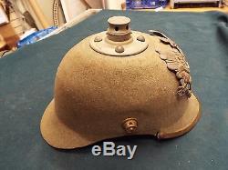 Nice Original Ww1 German Prussian Ersatz Pickelhaube Helmet Regimentally Marked