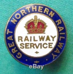 NO RESERVE ORIGINAL Great Northern Railway WW1 Enamel Railway Service Badge