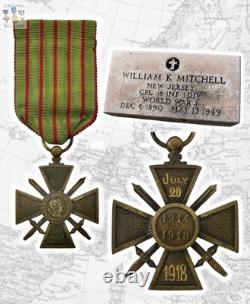 Named Wwi French Croix De Guerra Medal Us Army Cpl. William K. Mitchell Engraved