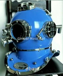 Navy Divers Helmet Diving Helmet US Mark V Deep Sea Antique Scuba Blue Boston