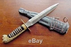 OLD FIGHTING KNIFE MODIFIED FROM SWORD GERMAN THEATER WW1 or WW11 TRENCH DAGGER